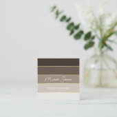 Elegant custom brown gold stripes Business Card スクエア名刺 (スタンド正面)