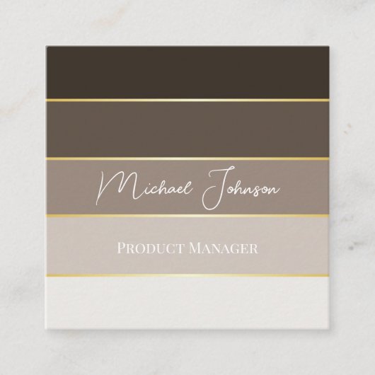 Elegant custom brown gold stripes Business Card スクエア名刺 (正面)