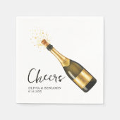 Elegant Custom Champagne Wedding Napkins with Name スタンダードカクテルナプキン (正面)