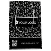 Elegant Custom Company Logo Business With QR Code ミディアムペーパーバッグ (正面)