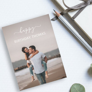elegant custom couple photo happy birthday love カード