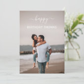 elegant custom couple photo happy birthday love カード (スタンド正面)
