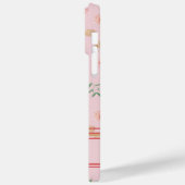 Elegant Custom Feminine Pink Blossoms with Stripes Case-Mate iPhoneケース (裏面 / 左)