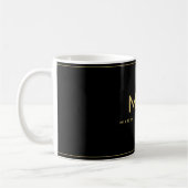 Elegant Custom Gold Name Monogram Black コーヒーマグカップ (左)