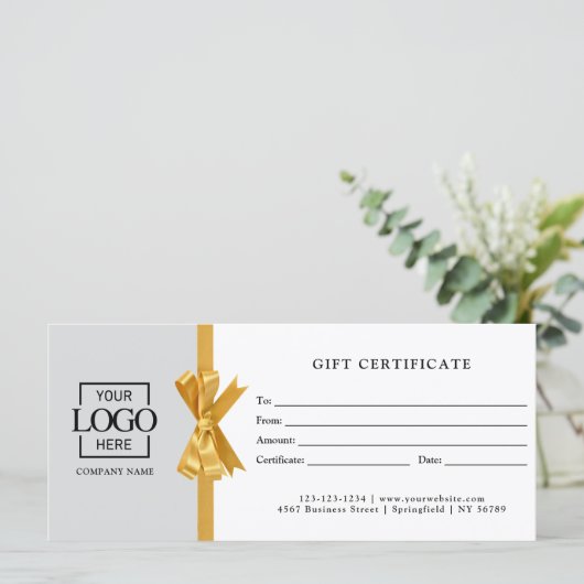 Elegant Custom Gray Business Gift Certificate (スタンド正面)