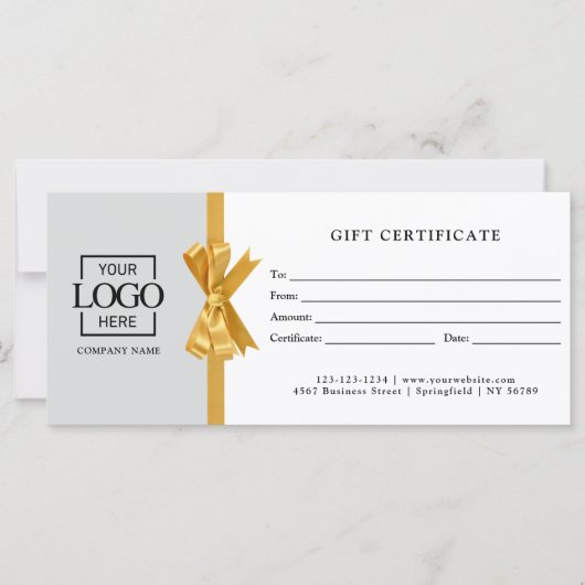 Elegant Custom Gray Business Gift Certificate (正面)
