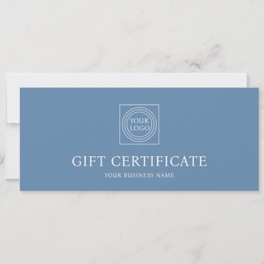 Elegant Custom Logo Blue Gift Certificate Voucher (正面)