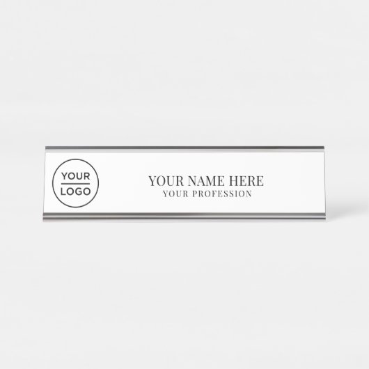 Elegant custom Logo Employee Name, Profession デスクネームプレート (正面)