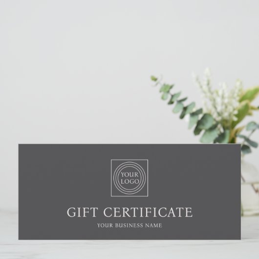 Elegant Custom Logo Gift Certificate Off-white (スタンド正面)