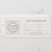 Elegant Custom Logo Gift Certificate Off-white (裏面)