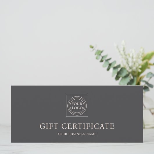 Elegant Custom Logo Gift Certificate Pink Gray (スタンド正面)