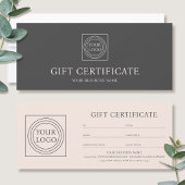 Elegant Custom Logo Gift Certificate Pink Gray