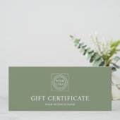 Elegant Custom Logo Green Gift Certificate Voucher (スタンド正面)