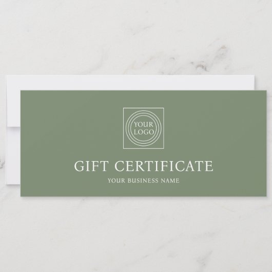 Elegant Custom Logo Green Gift Certificate Voucher (正面)