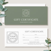 Elegant Custom Logo Green Gift Certificate Voucher