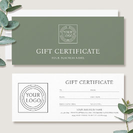 Elegant Custom Logo Green Gift Certificate Voucher