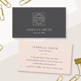 Elegant Custom Logo Minimalist Blush Pink Gray 名刺