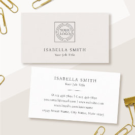 Elegant Custom Logo Minimalist Off-White 名刺