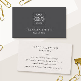 Elegant Custom Logo Minimalist Off-White Gray 名刺