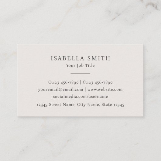 Elegant Custom Logo Minimalist Off-White Gray 名刺 (裏面)