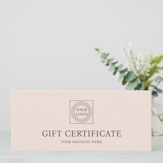 Elegant Custom Logo Pink Gift Certificate Voucher (スタンド正面)