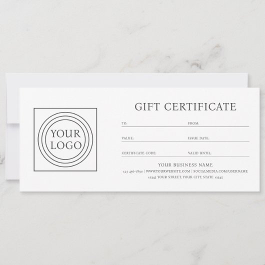 Elegant Custom Logo Pink Gift Certificate Voucher (裏面)