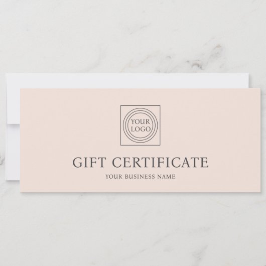 Elegant Custom Logo Pink Gift Certificate Voucher (正面)