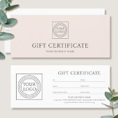 Elegant Custom Logo Pink Gift Certificate Voucher