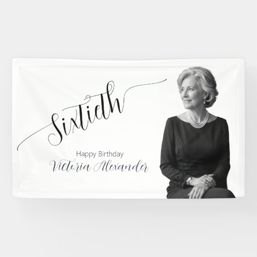 Elegant Custom Milestone Photo Sixty Celebration 横断幕 (横)