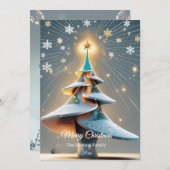 Elegant Custom Modern 3D Tree Christmas シーズンカード (正面/裏面)