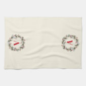 Elegant Custom Monogram Christmas Wreath  キッチンタオル (横)