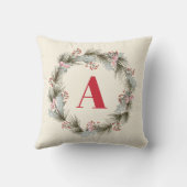 Elegant Custom Monogram Christmas Wreath  クッション (裏面)