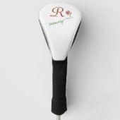 Elegant Custom Monogram Floral Heart Name ゴルフヘッドカバー (正面)