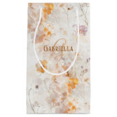 Elegant Custom Monogram Watercolor Floral スモールペーパーバッグ (正面)