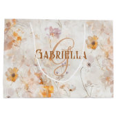 Elegant Custom Monogram Watercolor Floral ラージペーパーバッグ (裏面)