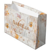 Elegant Custom Monogram Watercolor Floral ラージペーパーバッグ (正面アングル)
