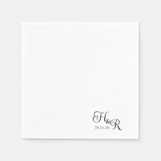 Elegant Custom Monogram Wedding Napkins スタンダードカクテルナプキン