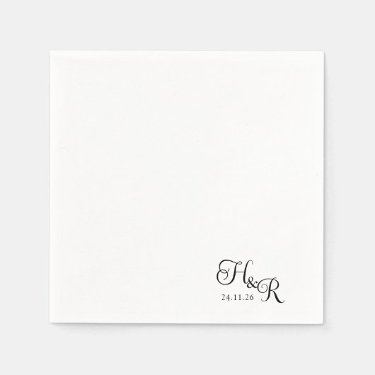 Elegant Custom Monogram Wedding Napkins スタンダードカクテルナプキン (正面)