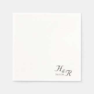 Elegant Custom Monogram Wedding Napkins スタンダードカクテルナプキン