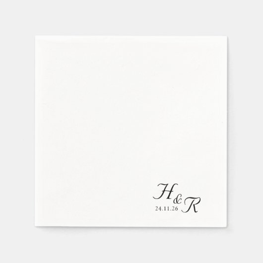 Elegant Custom Monogram Wedding Napkins スタンダードカクテルナプキン (正面)