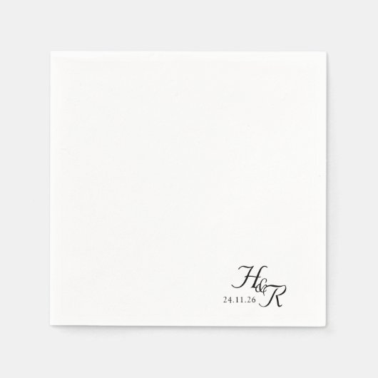 Elegant Custom Monogram Wedding Napkins スタンダードカクテルナプキン (正面)