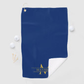 Elegant Custom Name and Initials Navy Blue ゴルフタオル (インサイチュ)