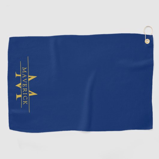Elegant Custom Name and Initials Navy Blue ゴルフタオル (横)