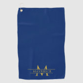 Elegant Custom Name and Initials Navy Blue ゴルフタオル (正面)