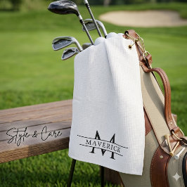 Elegant Custom Name and Initials White ゴルフタオル