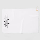 Elegant Custom Name and Initials White ゴルフタオル (横)