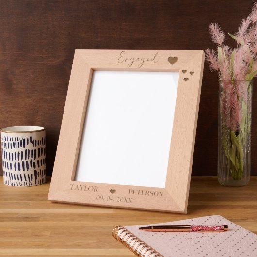 Elegant Custom Name Engagement Wedding Photo レーザー彫刻フレーム (左)