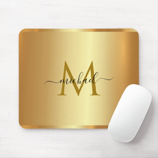 Elegant Custom Name Monogram Initial Template Gold マウスパッド (マウス)