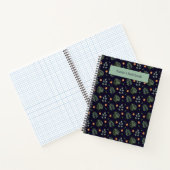 Elegant Custom Name Navy Botanical Notebook ノートブック (内部)