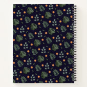 Elegant Custom Name Navy Botanical Notebook ノートブック (裏面)